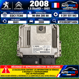 CALCULATEUR MOTEUR PEUGEOT...